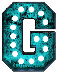 Fluorescent Blue Neon Font Letter G Sticker