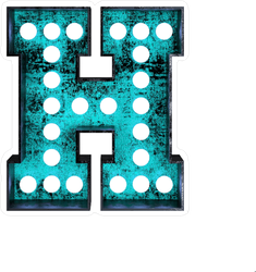 Fluorescent Blue Neon Font Letter H Sticker