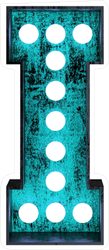 Fluorescent Blue Neon Font Letter I Sticker