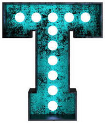 Fluorescent Blue Neon Font Letter T Sticker