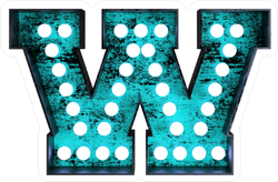 Fluorescent Blue Neon Font Letter W Sticker