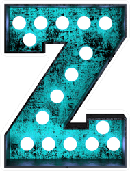 Fluorescent Blue Neon Font Letter Z Sticker