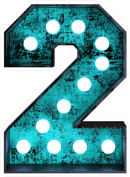 Fluorescent Blue Neon Font Number 2 Sticker