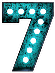 Fluorescent Blue Neon Font Number 7 Sticker