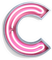 Fluorescent Pink Tubes Letter C Sticker