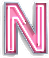 Fluorescent Pink Tubes Letter N Sticker