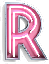 Fluorescent Pink Tubes Letter R Sticker