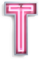 Fluorescent Pink Tubes Letter T Sticker