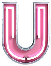 Fluorescent Pink Tubes Letter U Sticker