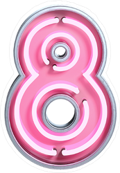 Fluorescent Pink Tubes Number 8 Sticker