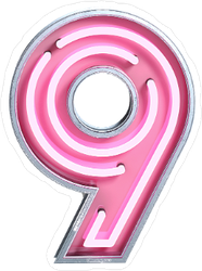 Fluorescent Pink Tubes Number 9 Sticker