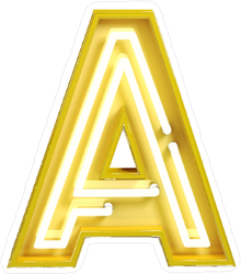 Fluorescent Yellow Tubes Letter A Sticker