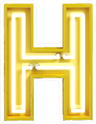 Fluorescent Yellow Tubes Letter H Sticker