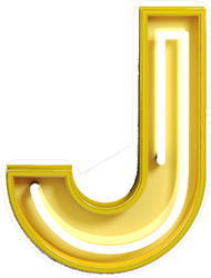 Fluorescent Yellow Tubes Letter J Sticker