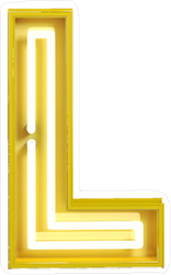 Fluorescent Yellow Tubes Letter L Sticker