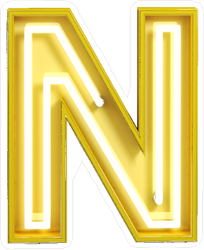 Fluorescent Yellow Tubes Letter N Sticker