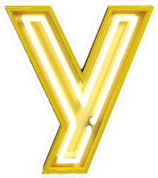 Fluorescent Yellow Tubes Letter Y Sticker