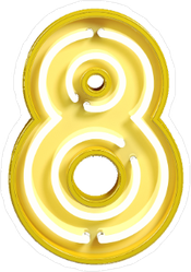 Fluorescent Yellow Tubes Number 8 Sticker