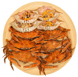 Fresh Steamed Crab On A Plate With Seafood Sauce Sticker