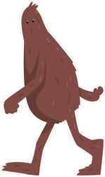 Friendly Cartoon Bigfoot Walking Sticker