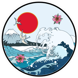 Fuji Mountain Seascape Sticker
