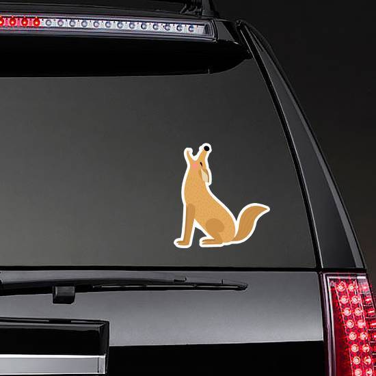Howling Coyote Animal Cartoon Sticker example