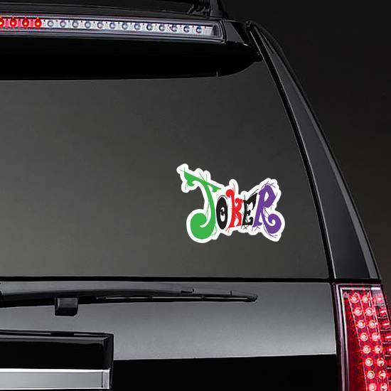 Joker With Vivid Rainbow And Card Pattern Typography Sticker example