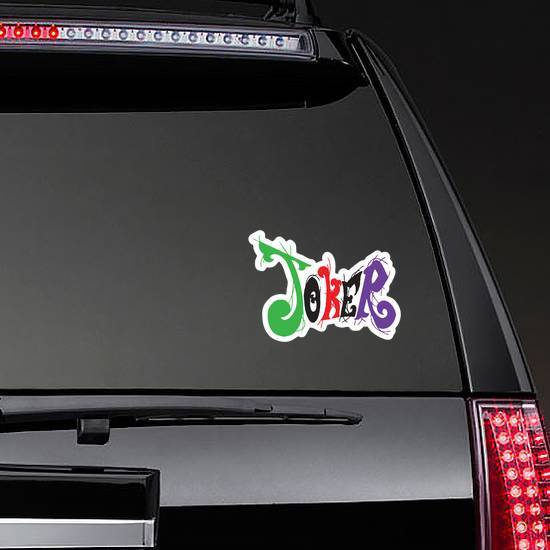 Joker With Vivid Rainbow And Card Pattern Typography Sticker example 