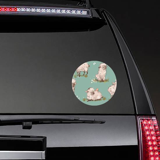 Cute Sheeps Seamless Pattern Sticker