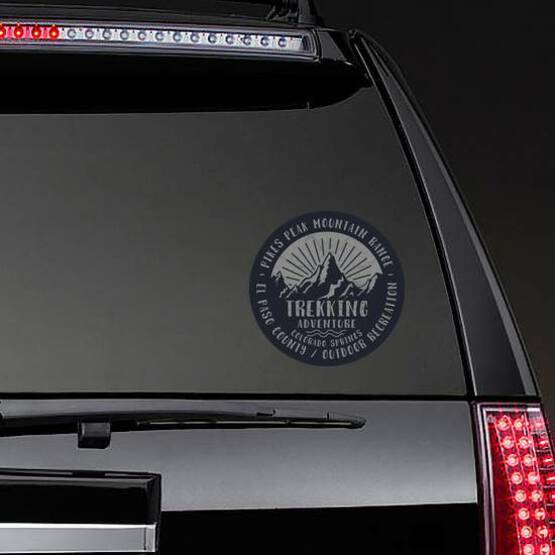 Trekking Adventure Colorado Springs Illustration Sticker on a Rear Car Window example