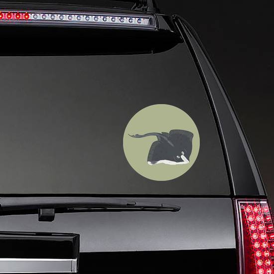 Colorful Cartoon Stingray Illustration In Green Sticker