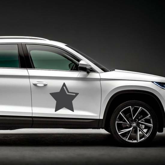 Highlighted Star Sticker on a Car Side example