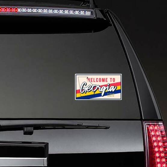 Welcome To Georgia Vintage Peach State Sticker on a Rear Car Window example