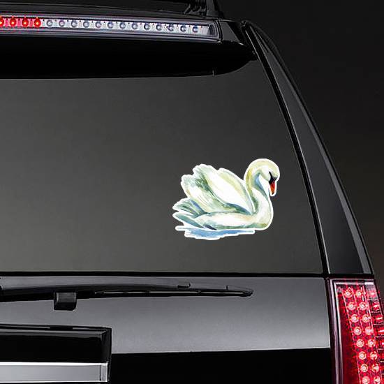 Watercolor Swan Hand Painted Illustration Sticker example