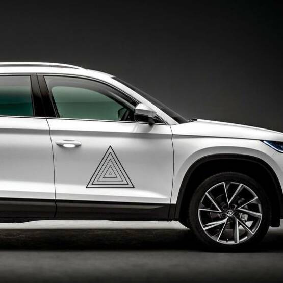 Triangle Trendy Shape Sticker on a Car Side example