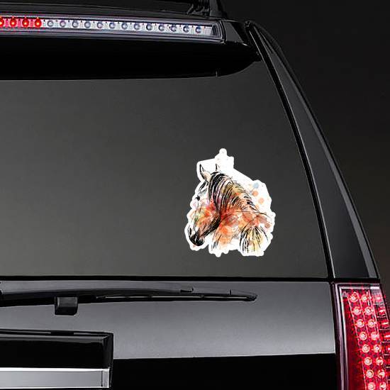 Colored Hand Sketch Horses Behind Illustration Sticker example