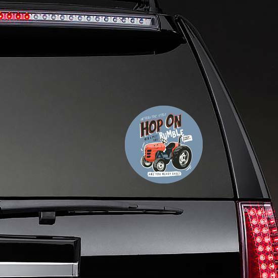 Typography Slogan With Cartoon Tractor Illustration Sticker example