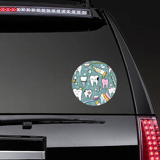 Dentistry Doodle Colored Pattern Sticker example