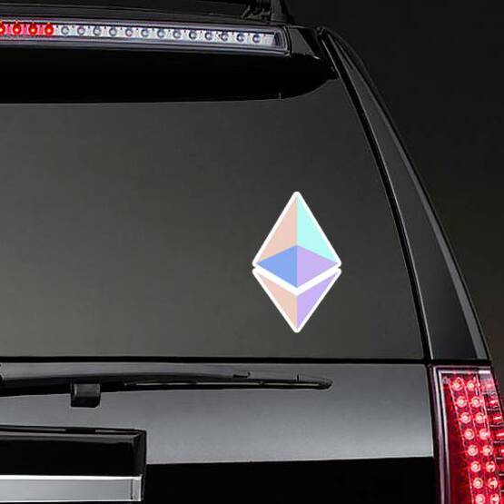 Ethereum Crypto Currency Logo Sticker on a Rear Car Window example