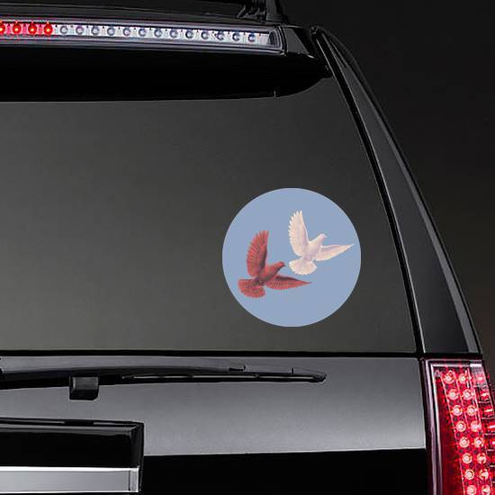 Two Doves Flying In The Sky Sticker example