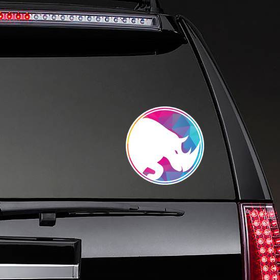 Rhino Logo In Multicolor Circle Sticker example