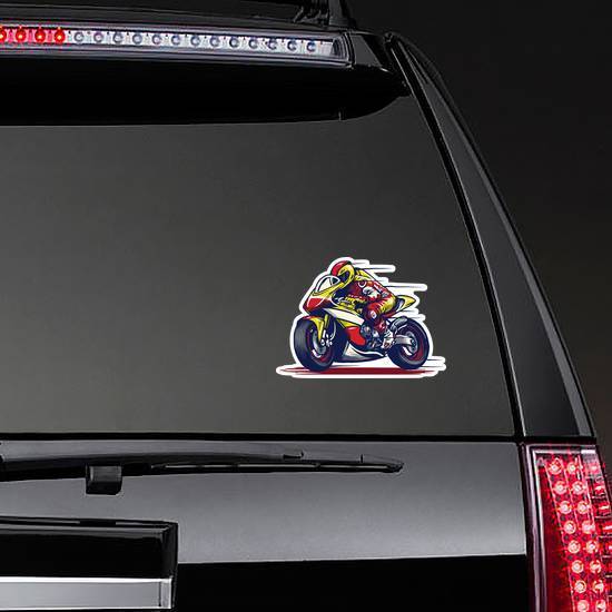 Cartoon Motorcycle Race Sticker