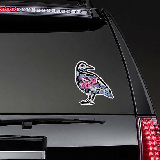 Greeting Card With Colorful Crow Floral Skeletons Sticker example