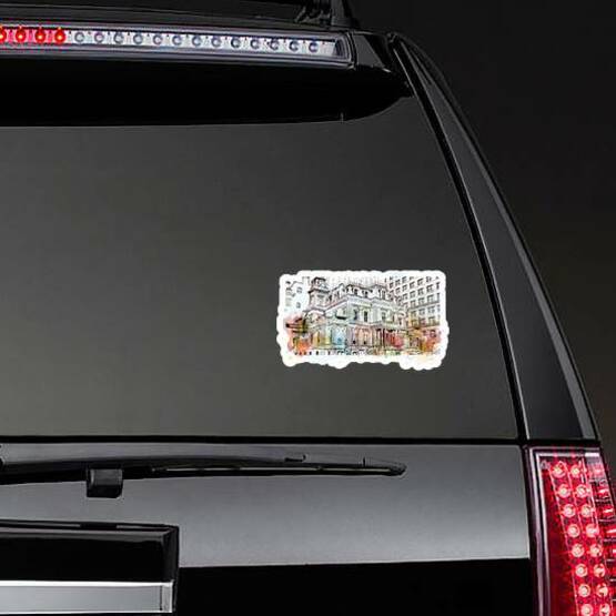 Buildings Of Philadelphia City In Pennsylvania, Usa Watercolor Sticker on a Rear Car Window example