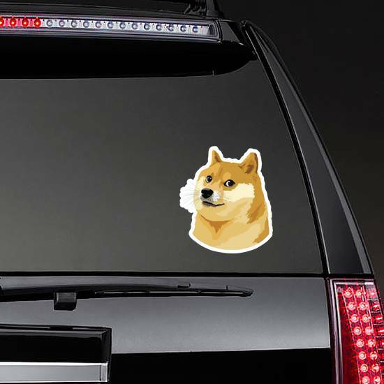 Doge Coin Shiba Inu Sticker on a Rear Car Window example