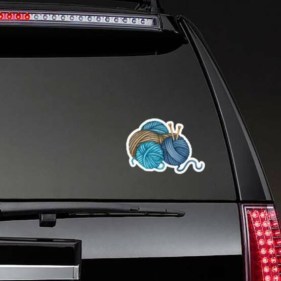Watercolor Knitting Tools Set Sticker on a Rear Car Window example