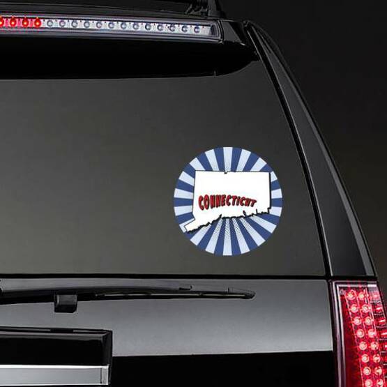 Map Of Connecticut U.S. State Pop Art Sticker on a Rear Car Window example