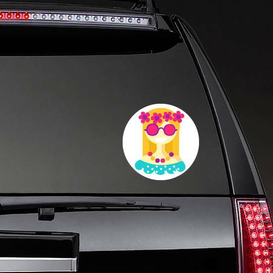 Beautiful Hippie Girl Sticker on a Rear Car Window example 