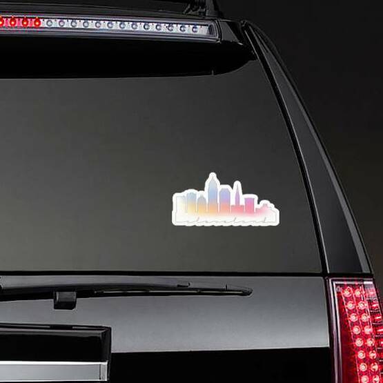 Cleveland, Ohio Usa Skyline Watercolor Sticker on a Rear Car Window example 