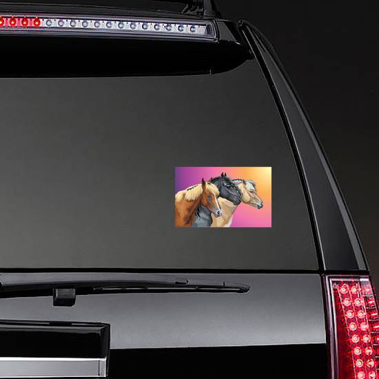 Portraits Of Horses Breeds On Rainbow Sticker
